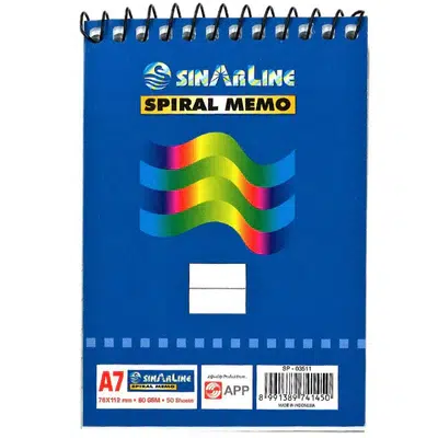 Sinarline A7 Top Spiral 60gsm 50 Sheets Line Ruled